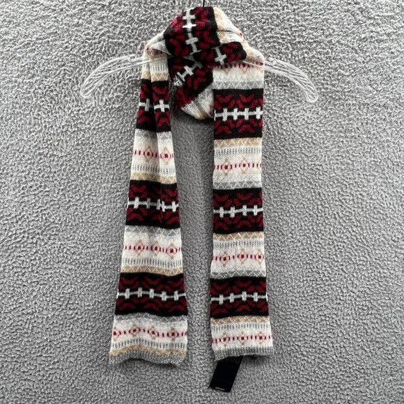 IZOD Woven Scarf Red Black‎ White with Silver Accent Thread - Picture 4 of 6